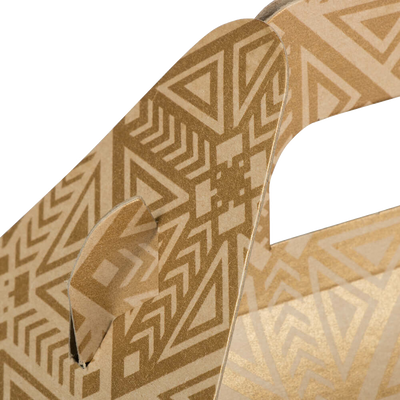 Gold with Kraft Medium Gable Gift Boxes (4 x 8 x 5 1/4)