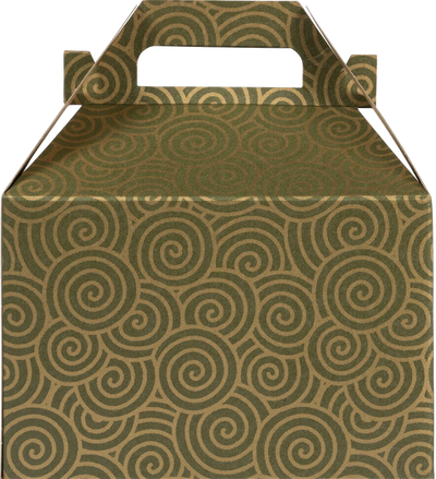 Green with Gold Swirl Medium Gable Gift Boxes (4 x 8 x 5 1/4)