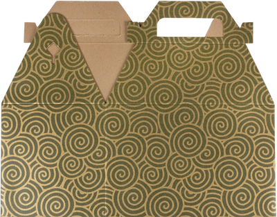 Green with Gold Swirl Medium Gable Gift Boxes (4 x 8 x 5 1/4)