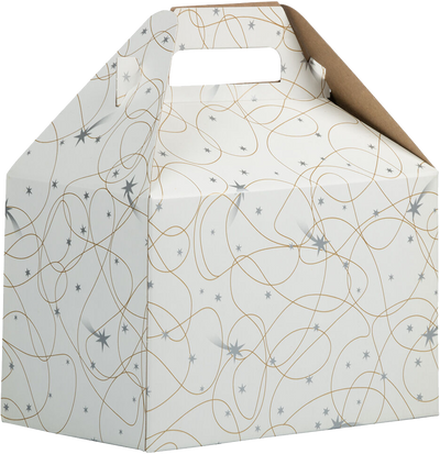 White Shooting Stars Medium Gable Gift Boxes (4 x 8 x 5 1/4)
