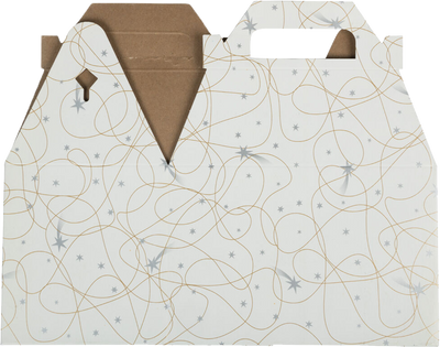 White Shooting Stars Medium Gable Gift Boxes (4 x 8 x 5 1/4)