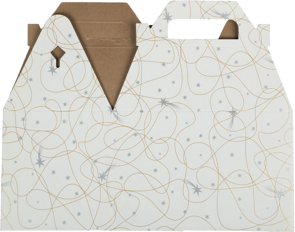 White Shooting Stars Medium Gable Gift Boxes (4 x 8 x 5 1/4)
