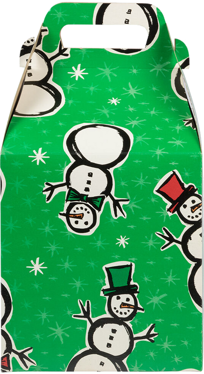 Green Snowman Large Gable Gift Boxes (8 x 7 1/4 x 8)
