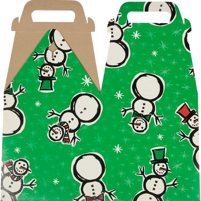 Green Snowman Large Gable Gift Boxes (8 x 7 1/4 x 8)