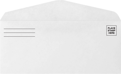 White 24lb #9 Regular Place Stamp Here Envelopes (3 7/8 x 8 7/8)