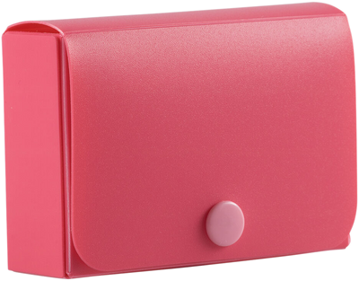 Pink Plastic Business Card Case with Snap Closure - 20 Card Capacity