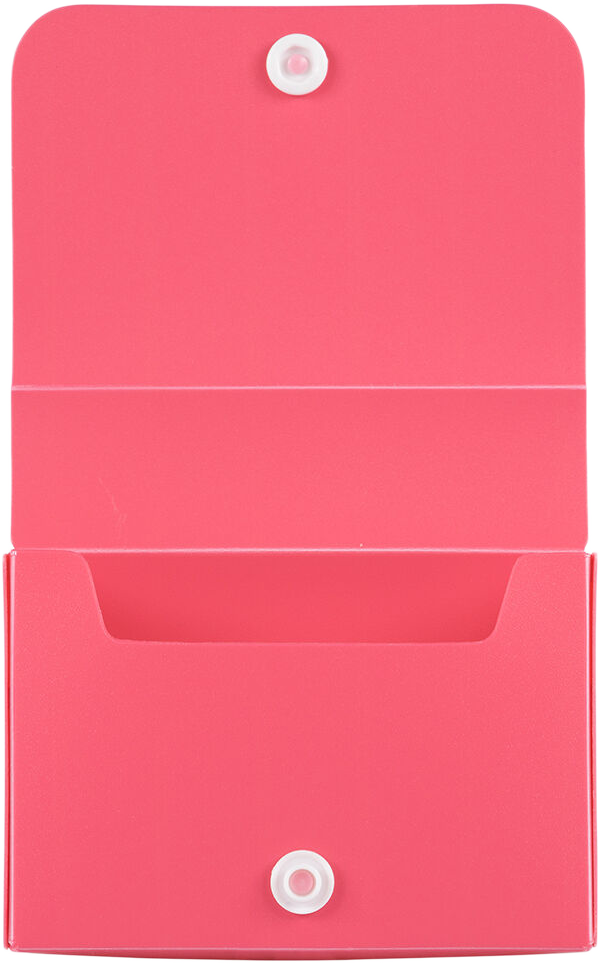 Pink Plastic Business Card Case with Snap Closure - 20 Card Capacity