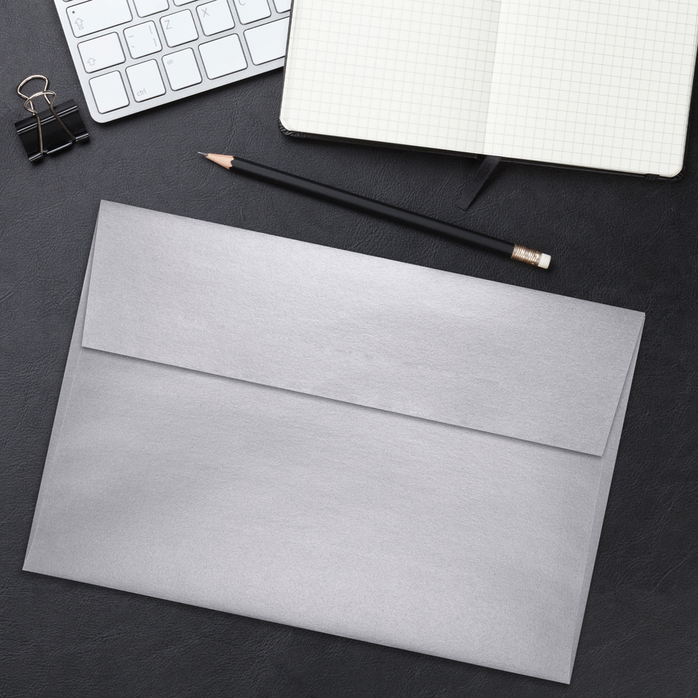 Silver Metallic 32lb A10 Invitation Envelopes (6 x 9 1/2) with Peel & Seal