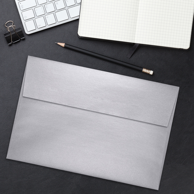 Silver Metallic 32lb A10 Invitation Envelopes (6 x 9 1/2) with Peel & Seal