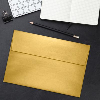 Gold Metallic 32lb A10 Invitation Envelopes (6 x 9 1/2) with Peel & Seal