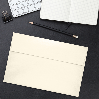 Champagne Ivory Metallic 32lb A10 Invitation Envelopes (6 x 9 1/2) with Peel & Seal