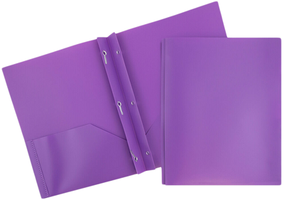 Purple 9 x 12 Plastic Pop Folders with Clasp