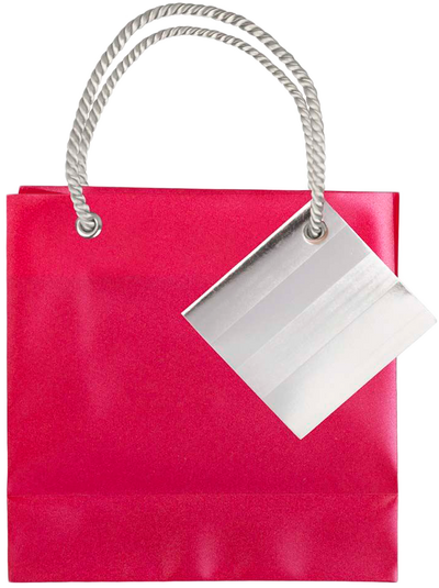 Red Small Opaque Shopping Bags (5 3/4 x 5 3/4 x 2 1/2)
