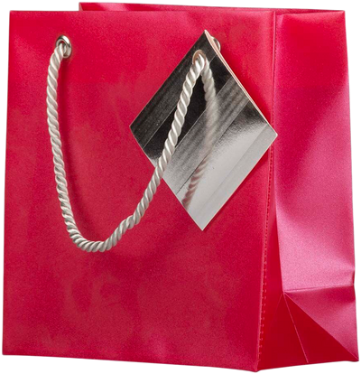 Red Small Opaque Shopping Bags (5 3/4 x 5 3/4 x 2 1/2)