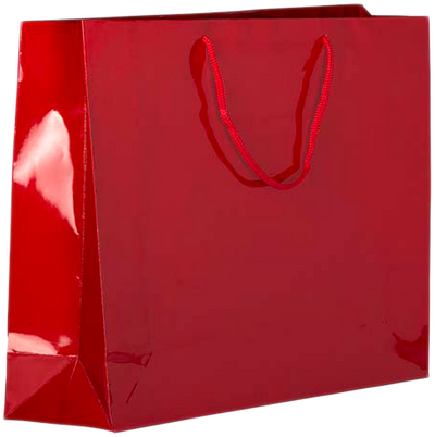 Red X-Large Horizontal Glossy Gift Bags (16 x 13 x 4 3/4)
