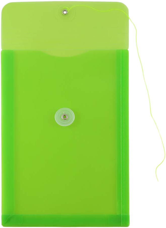 Lime Green 6 1/4 x 9 1/4 Open End Plastic Envelopes with Button & String