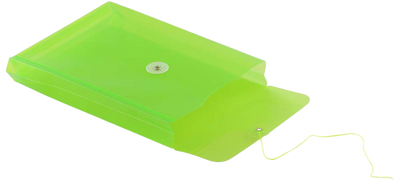 Lime Green 6 1/4 x 9 1/4 Open End Plastic Envelopes with Button & String