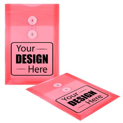 Red 6 1/4 x 9 1/4 Open End Plastic Envelopes with Button & String