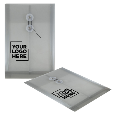 Smoke Gray 6 1/4 x 9 1/4 Open End Plastic Envelopes with Button & String