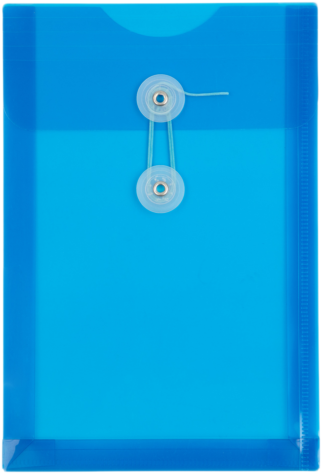 Blue 6 1/4 x 9 1/4 Open End Plastic Envelopes with Button & String