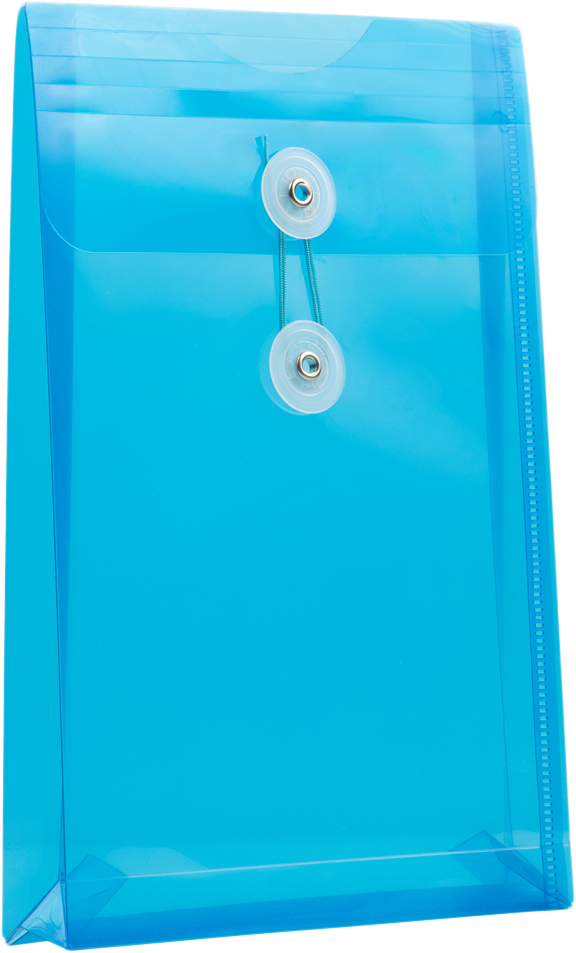 Blue 6 1/4 x 9 1/4 Open End Plastic Envelopes with Button & String