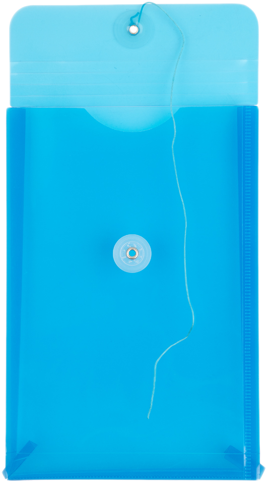 Blue 6 1/4 x 9 1/4 Open End Plastic Envelopes with Button & String