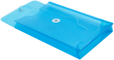 Blue 6 1/4 x 9 1/4 Open End Plastic Envelopes with Button & String
