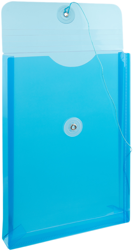 Blue 6 1/4 x 9 1/4 Open End Plastic Envelopes with Button & String