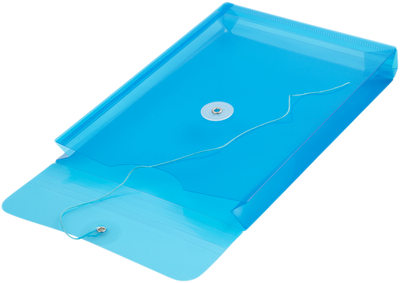 Blue 6 1/4 x 9 1/4 Open End Plastic Envelopes with Button & String