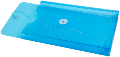 Blue 6 1/4 x 9 1/4 Open End Plastic Envelopes with Button & String