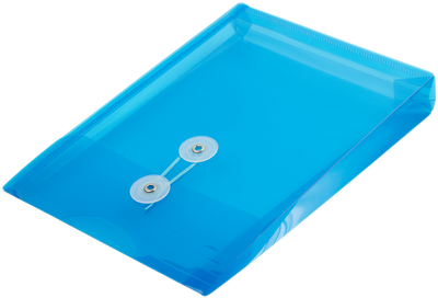 Blue 6 1/4 x 9 1/4 Open End Plastic Envelopes with Button & String