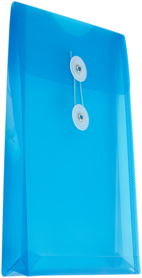 Blue 6 1/4 x 9 1/4 Open End Plastic Envelopes with Button & String