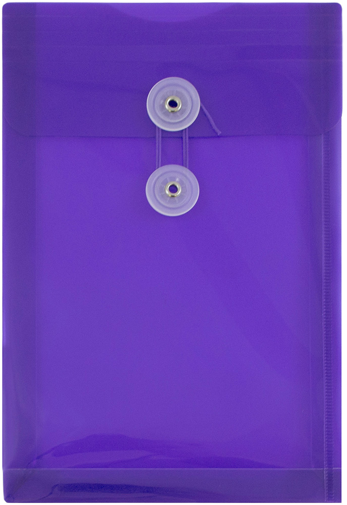 Purple 6 1/4 x 9 1/4 Open End Plastic Envelopes with Button & String
