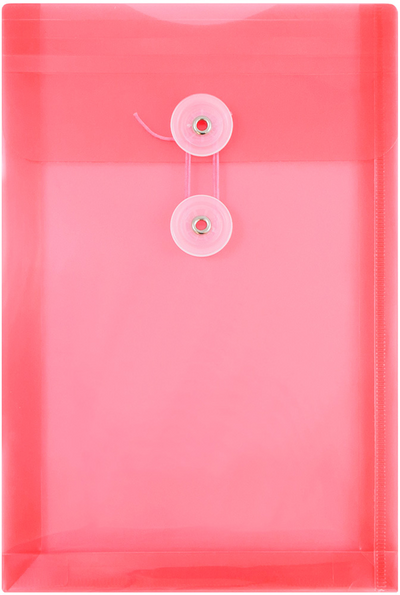 Red 6 1/4 x 9 1/4 Open End Plastic Envelopes with Button & String