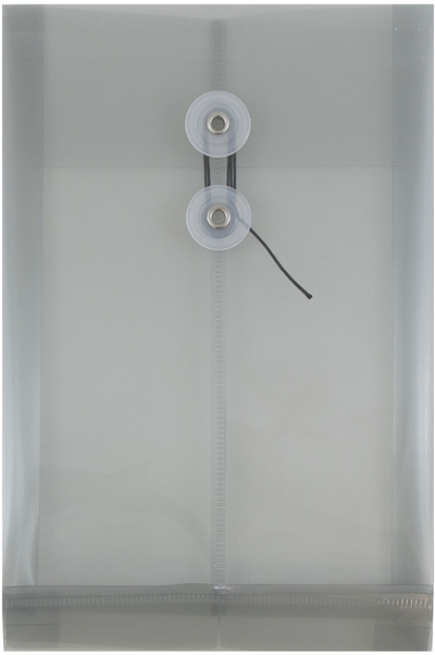 Smoke Gray 6 1/4 x 9 1/4 Open End Plastic Envelopes with Button & String