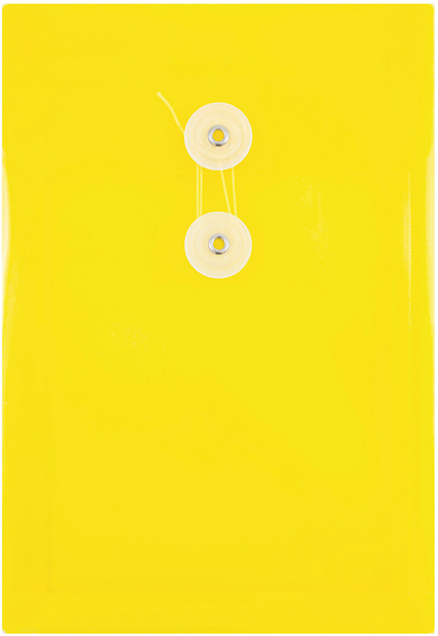 Yellow 6 1/4 x 9 1/4 Open End Plastic Envelopes with Button & String