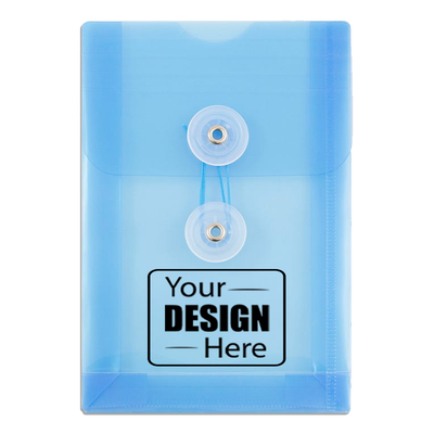 Blue 4 1/4 x 6 1/4 Open End Plastic Envelopes with Button & String