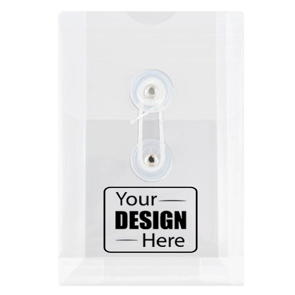 Clear 4 1/4 x 6 1/4 Open End Plastic Envelopes with Button & String