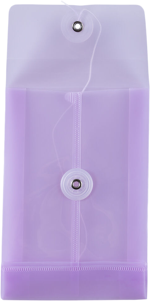 Lilac Purple 4 1/4 x 6 1/4 Open End Plastic Envelopes with Button & String