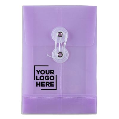 Lilac Purple 4 1/4 x 6 1/4 Open End Plastic Envelopes with Button & String