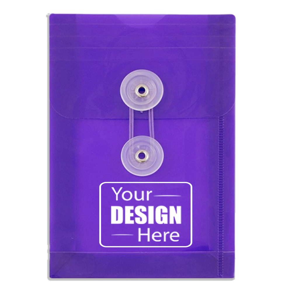 4 1/4 x 6 1/4 Open End Plastic Envelope w/Button & String - Purple