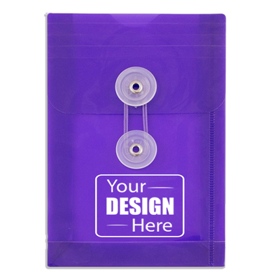 4 1/4 x 6 1/4 Open End Plastic Envelope w/Button & String - Purple