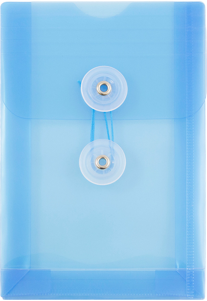 Blue 4 1/4 x 6 1/4 Open End Plastic Envelopes with Button & String
