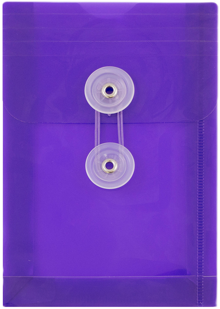 4 1/4 x 6 1/4 Open End Plastic Envelope w/Button & String - Purple