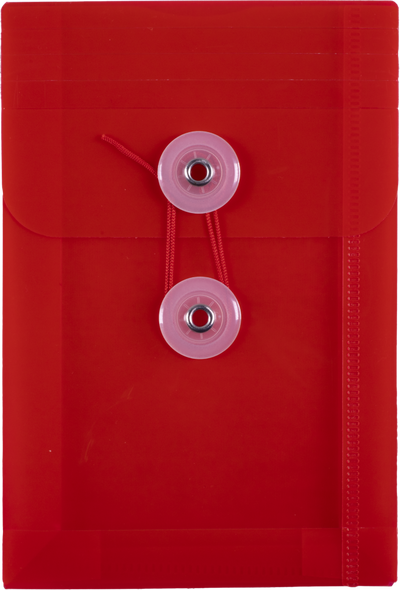 Red 4 1/4 x 6 1/4 Open End Plastic Envelopes with Button & String