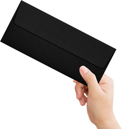 Black Linen 32lb #10 Square Flap Envelopes (4 1/8 x 9 1/2) with Peel & Seal