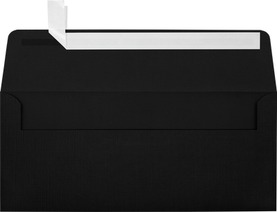 Black Linen 32lb #10 Square Flap Envelopes (4 1/8 x 9 1/2) with Peel & Seal
