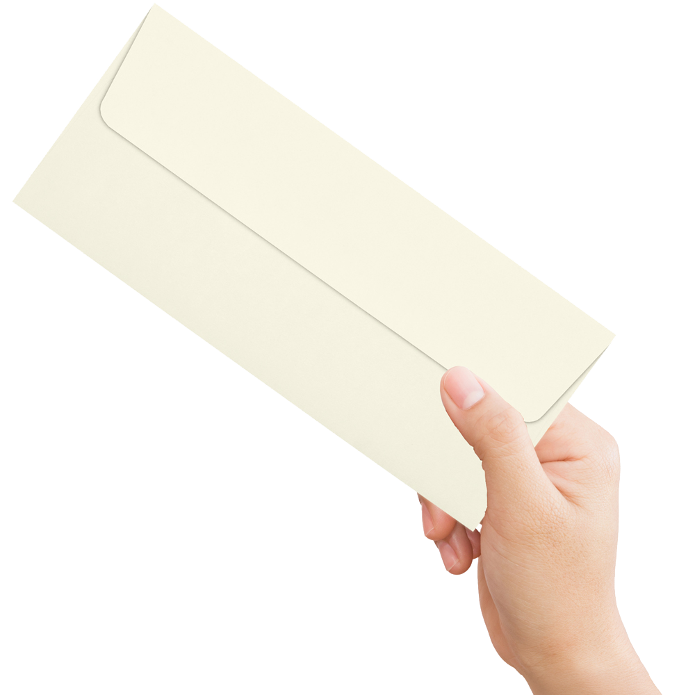 Natural 32lb #10 Square Flap Envelopes (4 1/8 x 9 1/2) with Peel & Seal