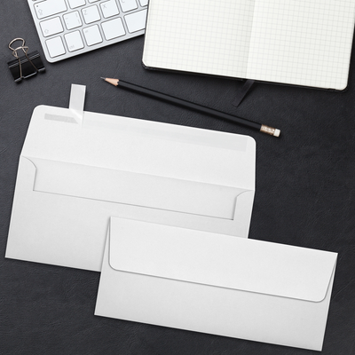 Pastel Gray 32lb #10 Square Flap Envelopes (4 1/8 x 9 1/2) with Peel & Seal