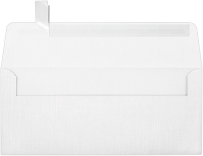 White Linen 32lb #10 Square Flap Envelopes (4 1/8 x 9 1/2) with Peel & Seal